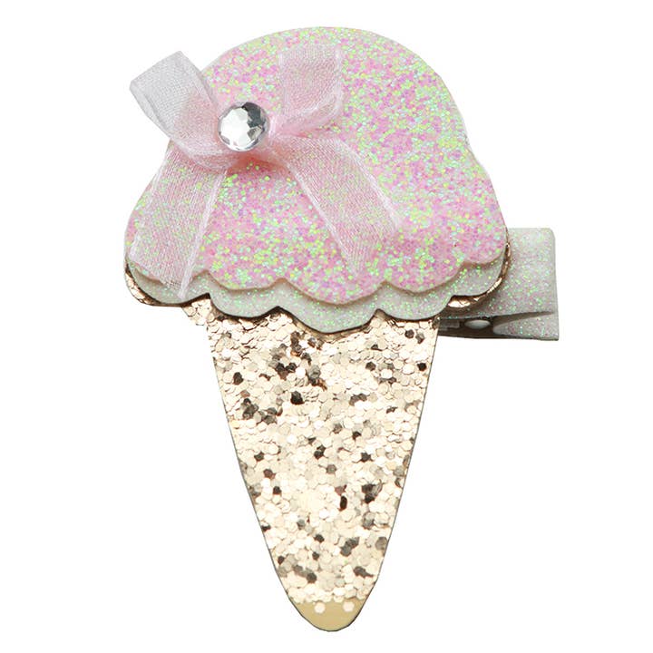 Sparkle Sisters by Couture Clips – Clips para cabelo - Criança por atacado – Glitter Fun Ice Cream Cones grampos de cabelo