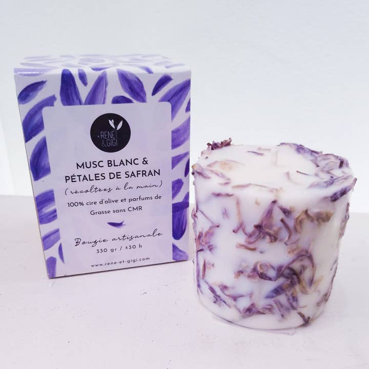 Olive Wax Pillar Candle - White Musk voor wholesale door René et Gigi