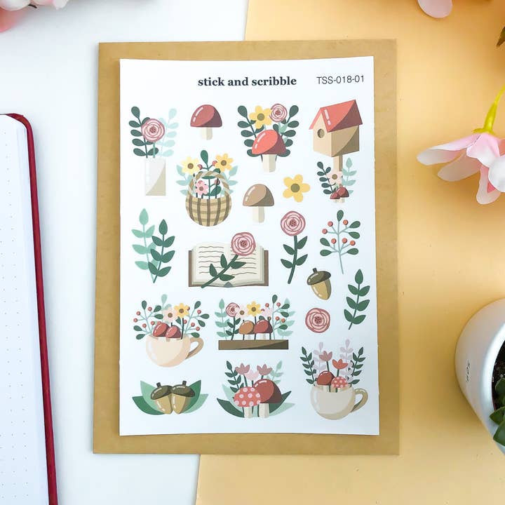 Feuille d'autocollants Garden Vibes pour la vente par Stick and Scribble