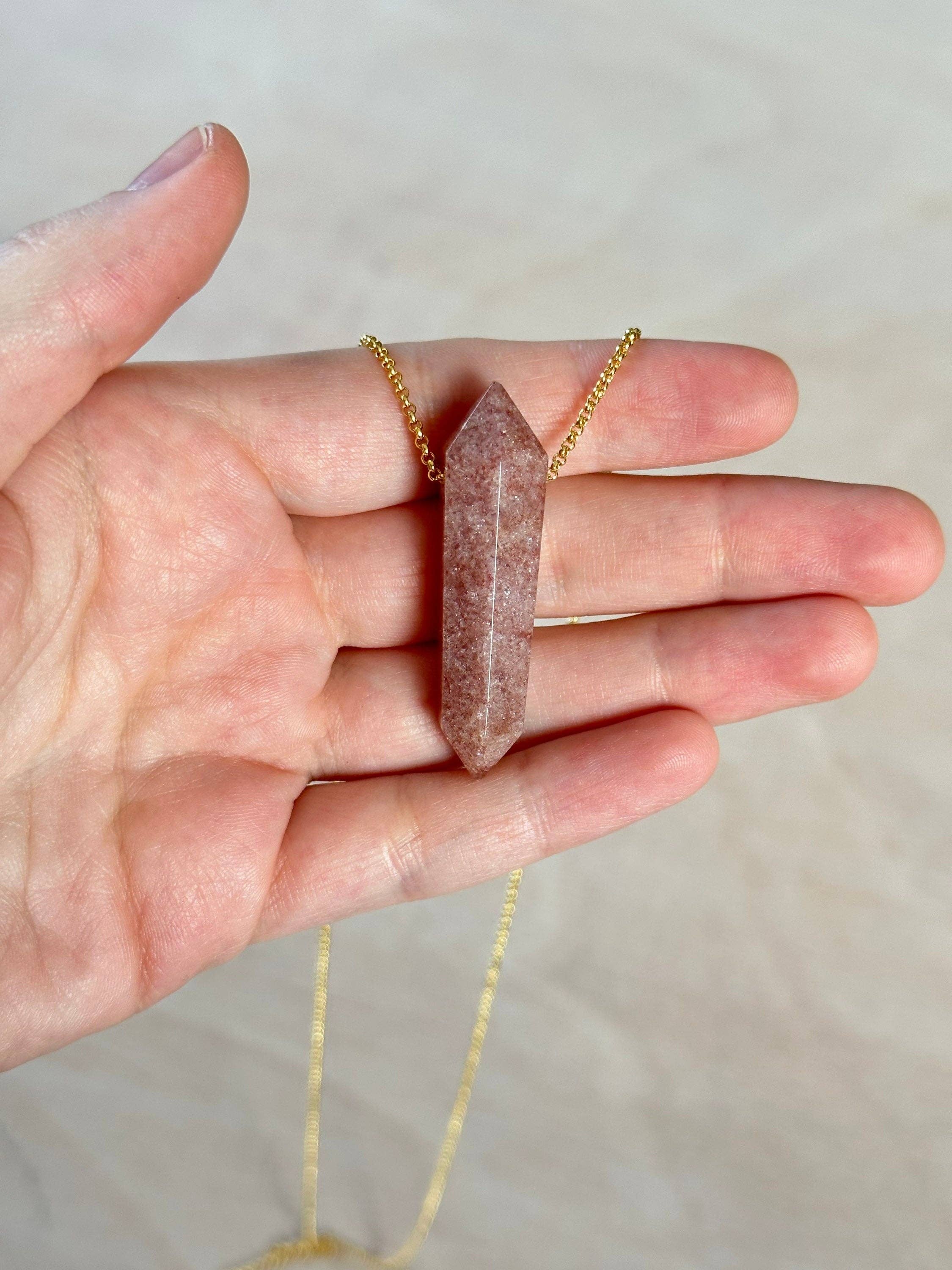 Earth & Elm - Wholesale Pendant/Charm Necklace - Strawberry Quartz Point Necklace4