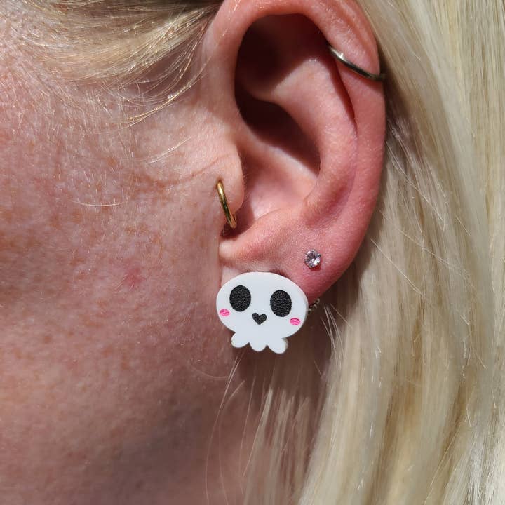 Cute Skeleton Studs - Earrings - Laser Cut for wholesale by Mini Kitty Designs