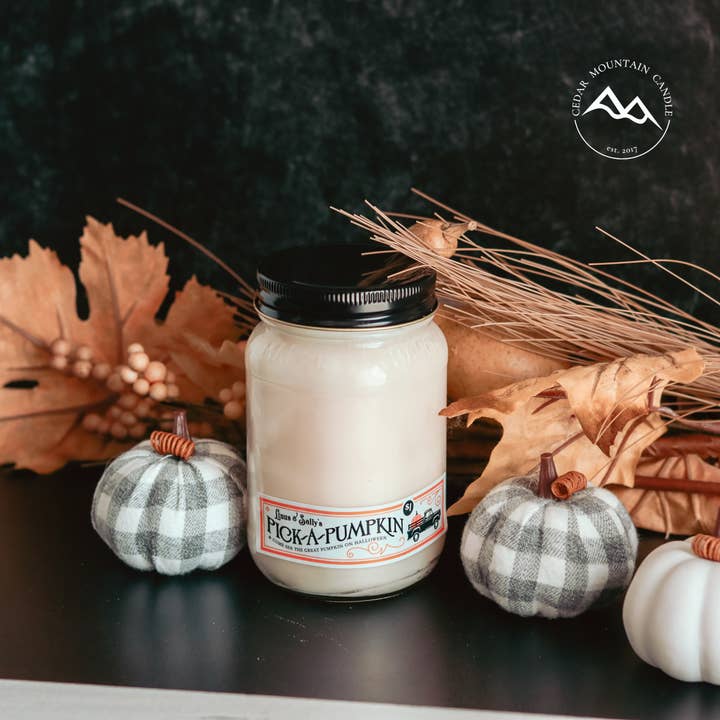 Vela Pumpkin Patch Mason Jar, aromas de otoño para venta al por mayor de Cedar Mountain Candle