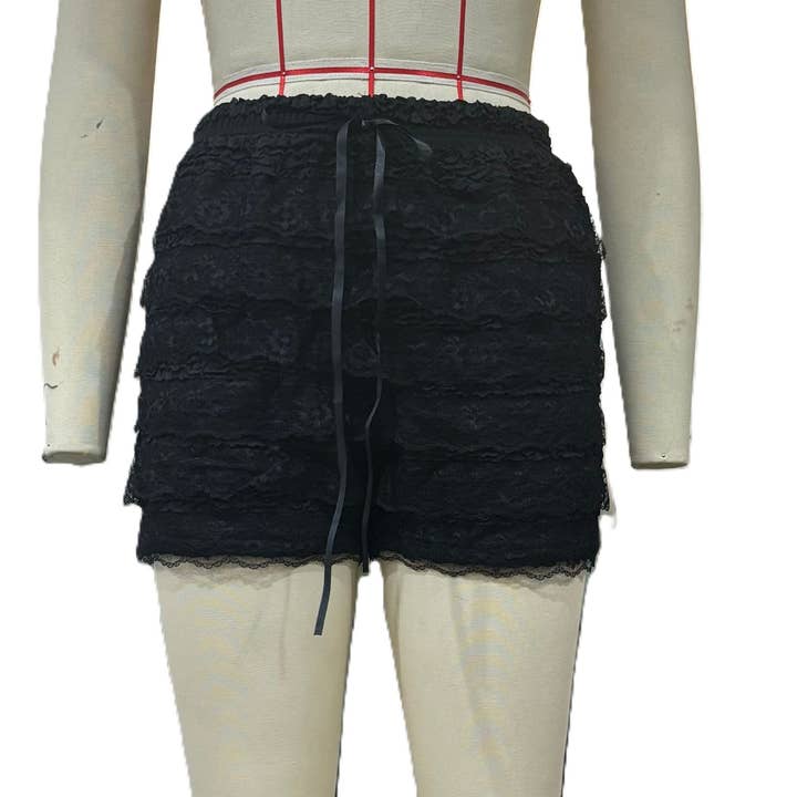 Rosa Clothing - Wholesale Shorts - Women's - Y2k Lace Bow Cake Puffy Shorts2