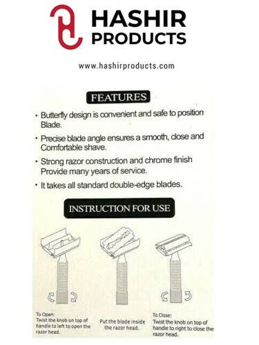 HASHIR PRODUCTS - Wholesale Razor - Men's - Men’s Traditional Classic Double Edge Chrome Shaving Safety Razor + 20 Blades4