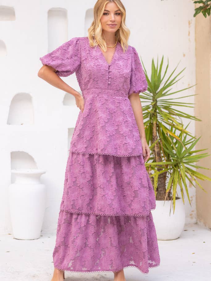 R8438 Maxiklänning med blommigt mönster för wholesale av Rokoko by Dazz