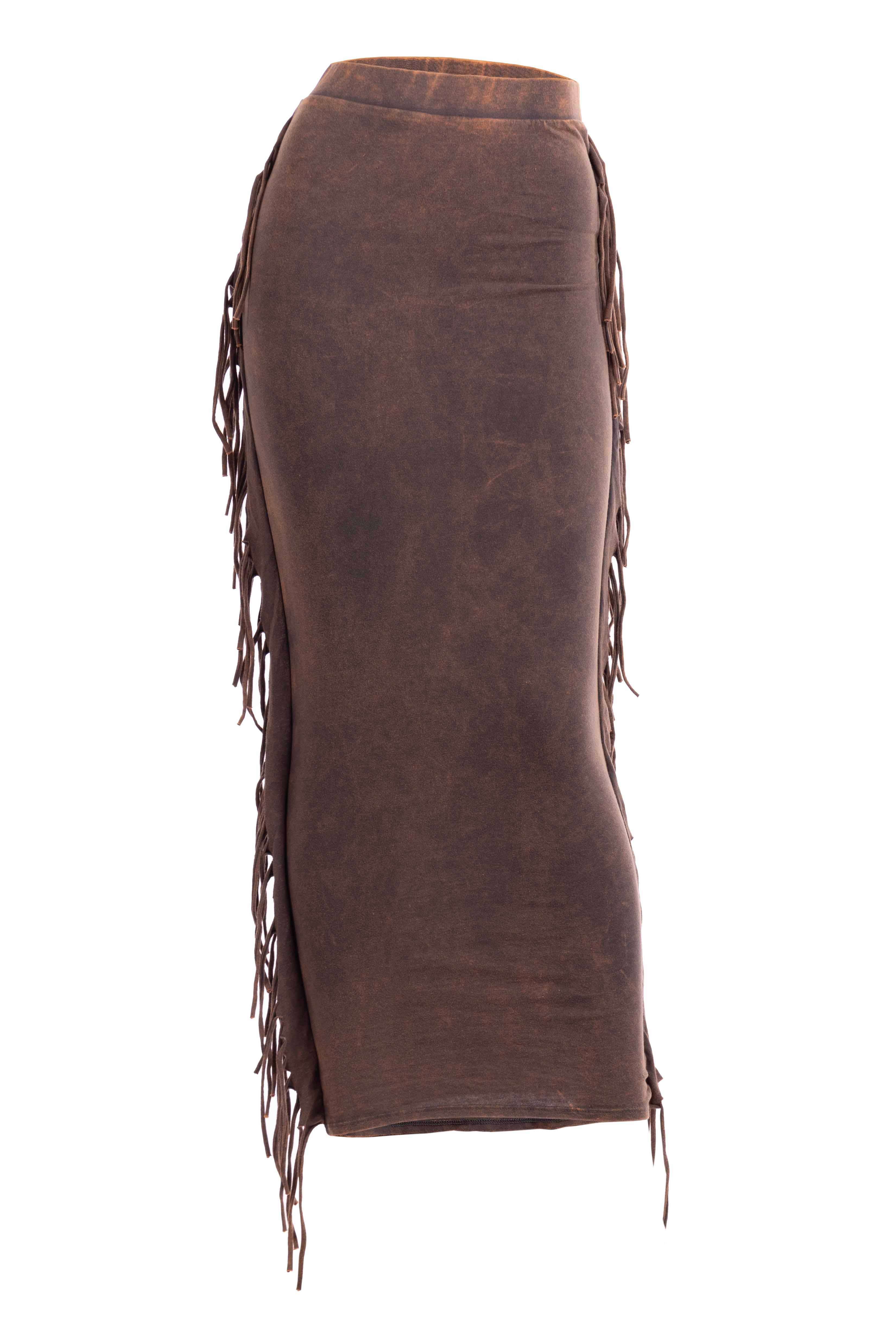 K Too - Vente Jupe – femme - Jupe longue à franges délavées minérales9