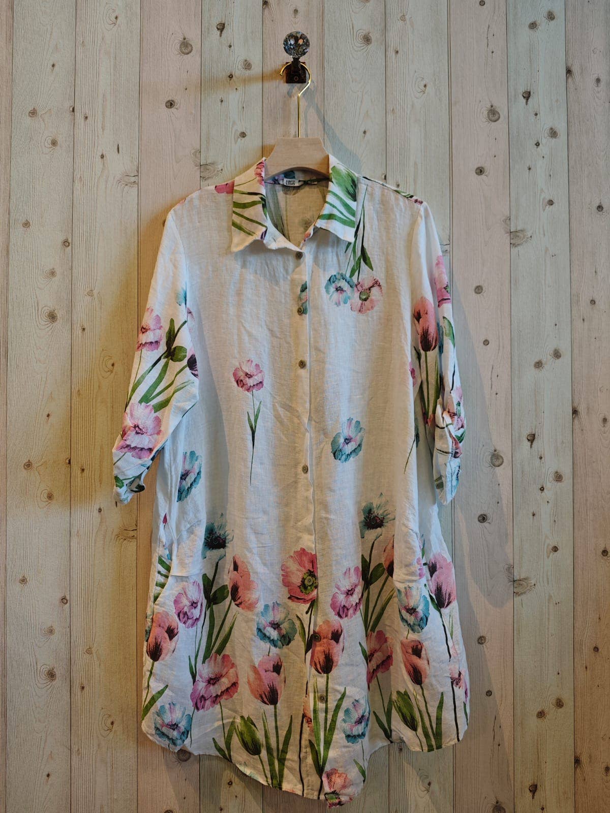 Linen & More - Wholesale Button Down Shirt - Women's - REF 202725 PRINTED DRESS0