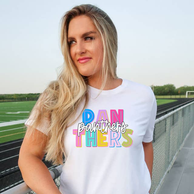 Transfert de chaleur DTF coloré Panthers pour la vente par Trendy Transfers