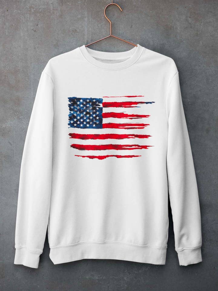 IALD trendy sweatshirt til kvinder med amerikansk flagprint for engroshandel hos IALD