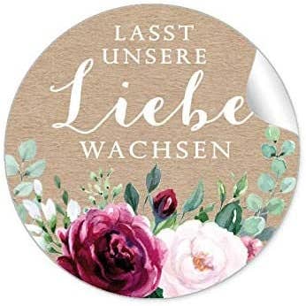 24 Geschenkaufkleber zur Hochzeit "Lasst unsere Liebe wachse für den Großhandel von fioniony®