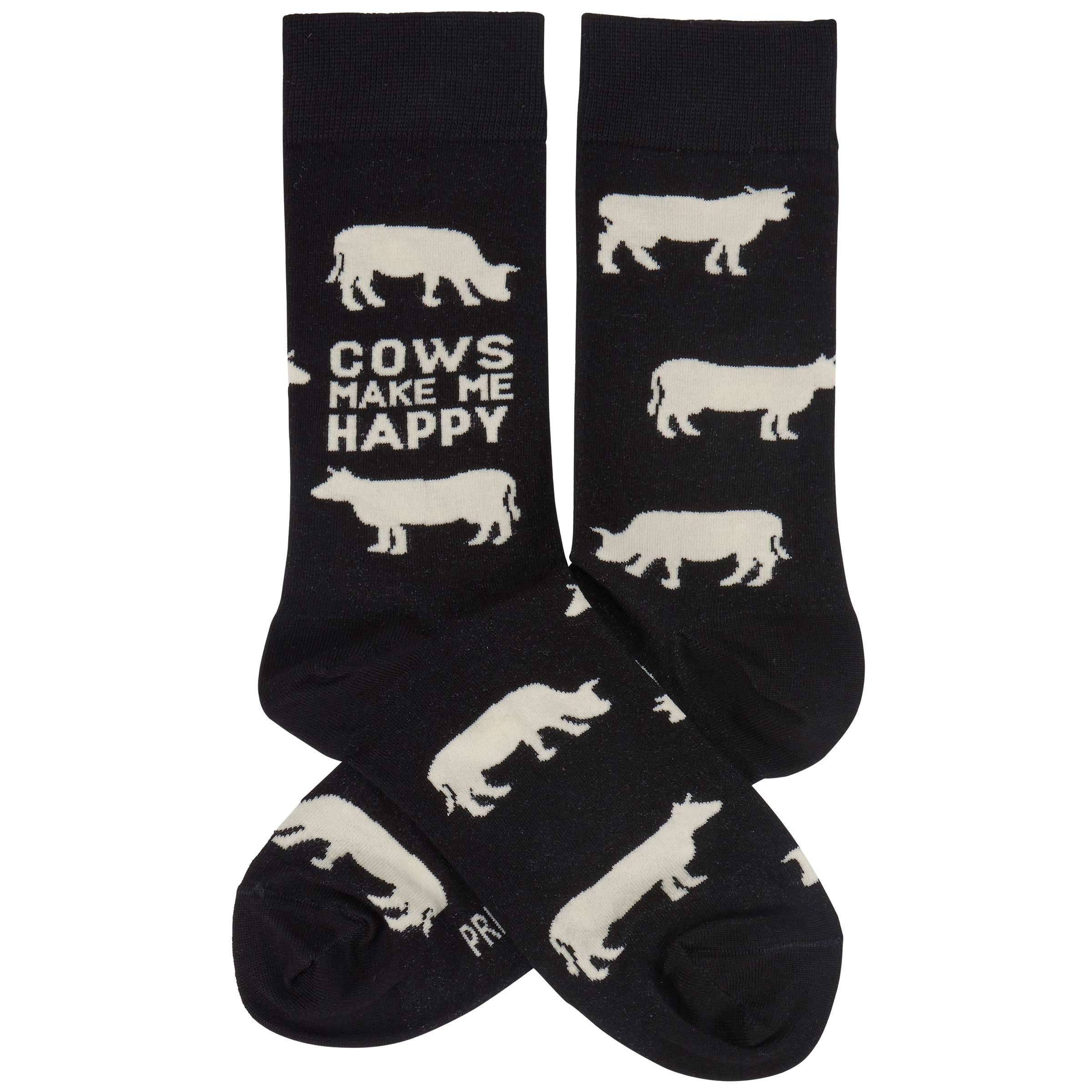 Primitives by Kathy - Wholesale Socks - Unisex - Cows Make Me Happy Socks1