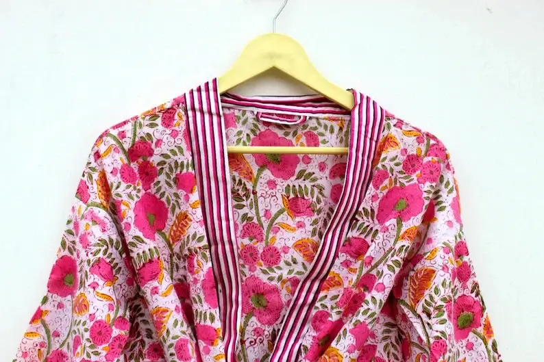 GYPSY STUDIO - Wholesale Robe - Women's - Block Print Robes Bridesmaid Kimono Robe Floral Kimono Robes2