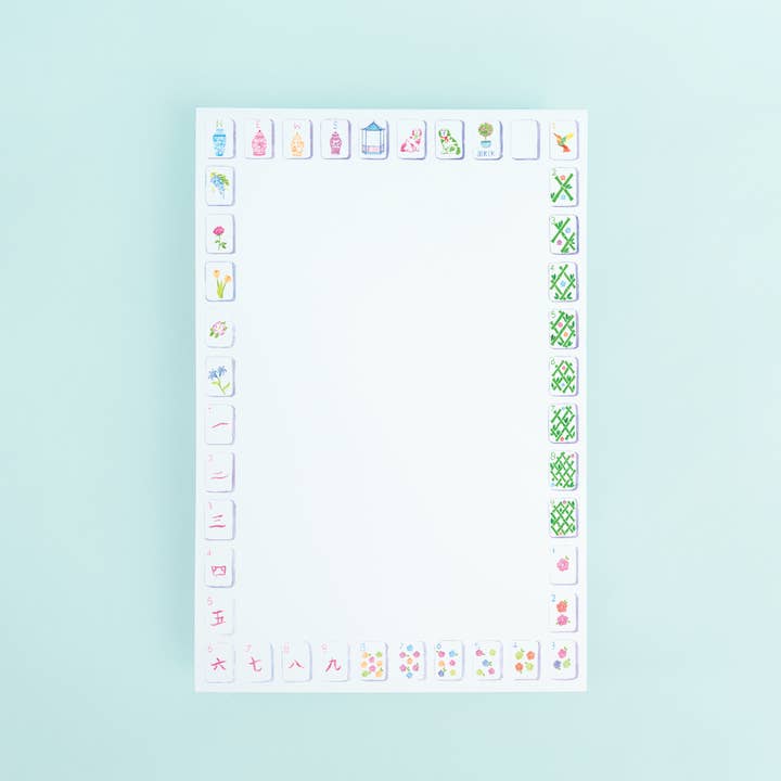 Sunset Mahjong Tiles Border Notepad for wholesale by Taylor Paladino