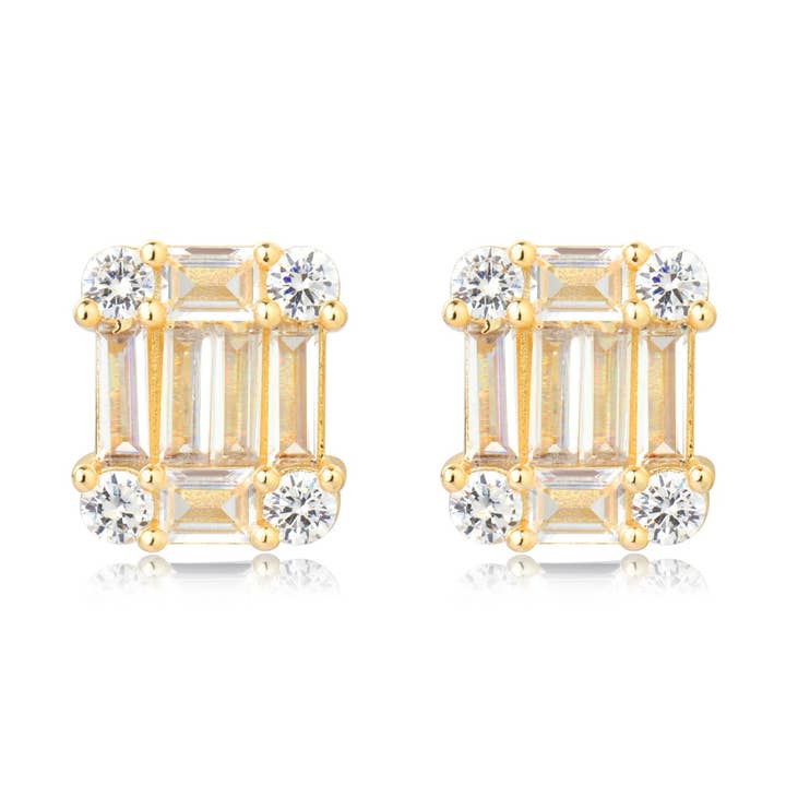 Rectangle Diamond Baguette Teen Stud for wholesale by The Tiny Gem