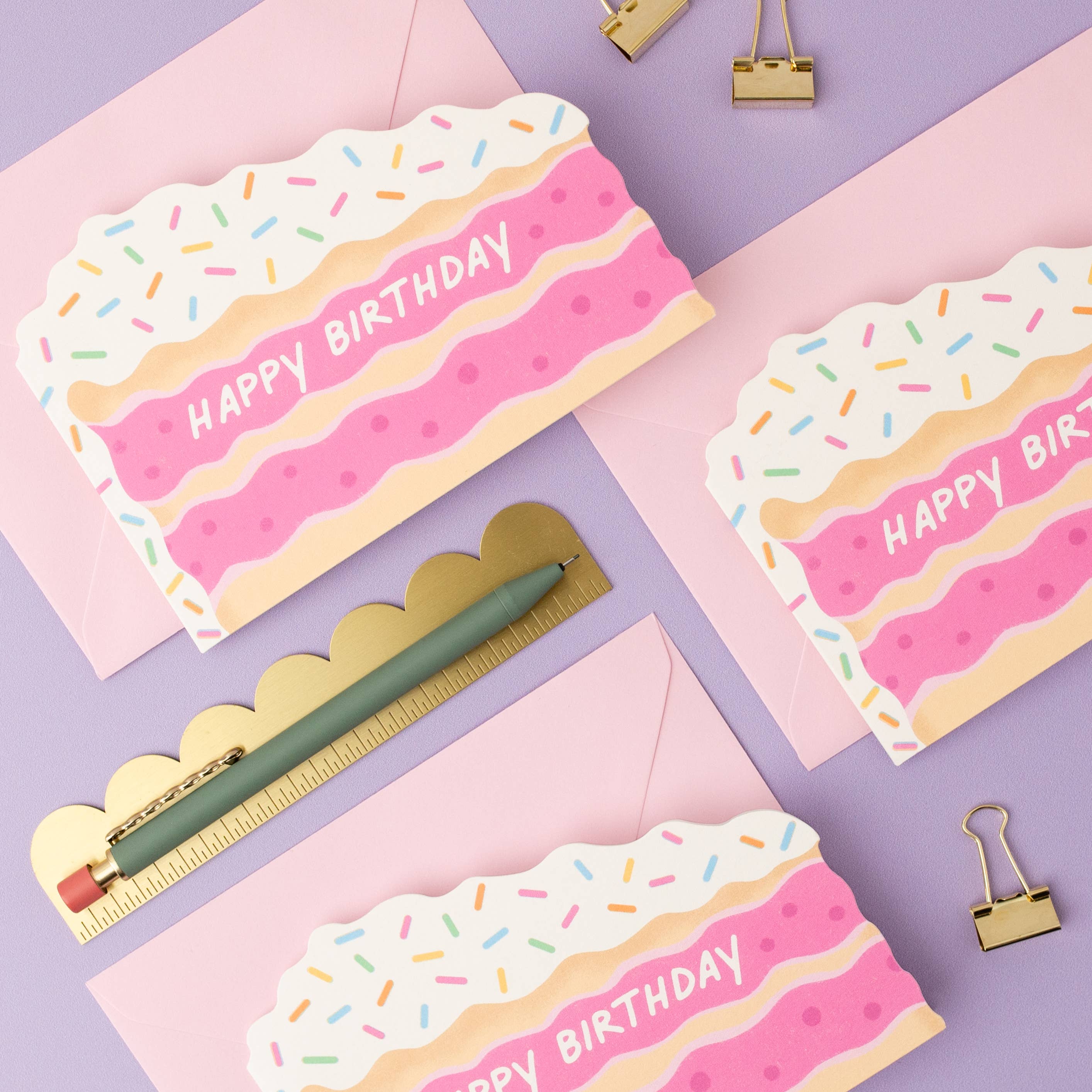 Tikkled Pink - Wholesale Birthday Card - Happy Birthday Funfetti Cake Slice Card | Shaped Card2