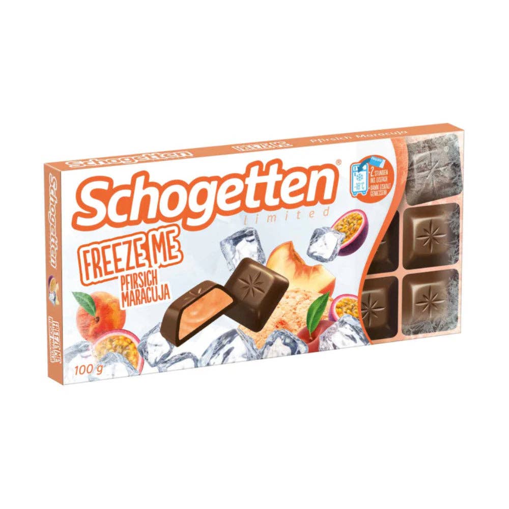 Global Bite Co - Wholesale Chocolate Covered Sweets - Schogetten Passion Fruit & Peach Flavor Freeze Me Edition 15x100g (Germany)0