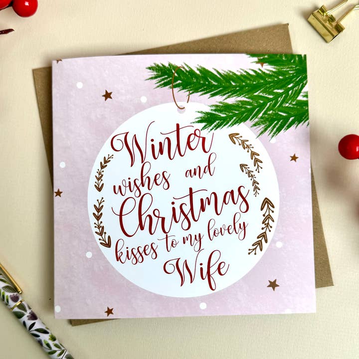 Carte de Noël Souhaits d'Hiver pour Épouse pour la vente par Rainee Collections