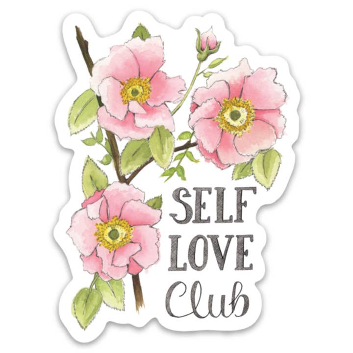 Self Love Club Vinyl Sticker for wholesale by Naughty Florals