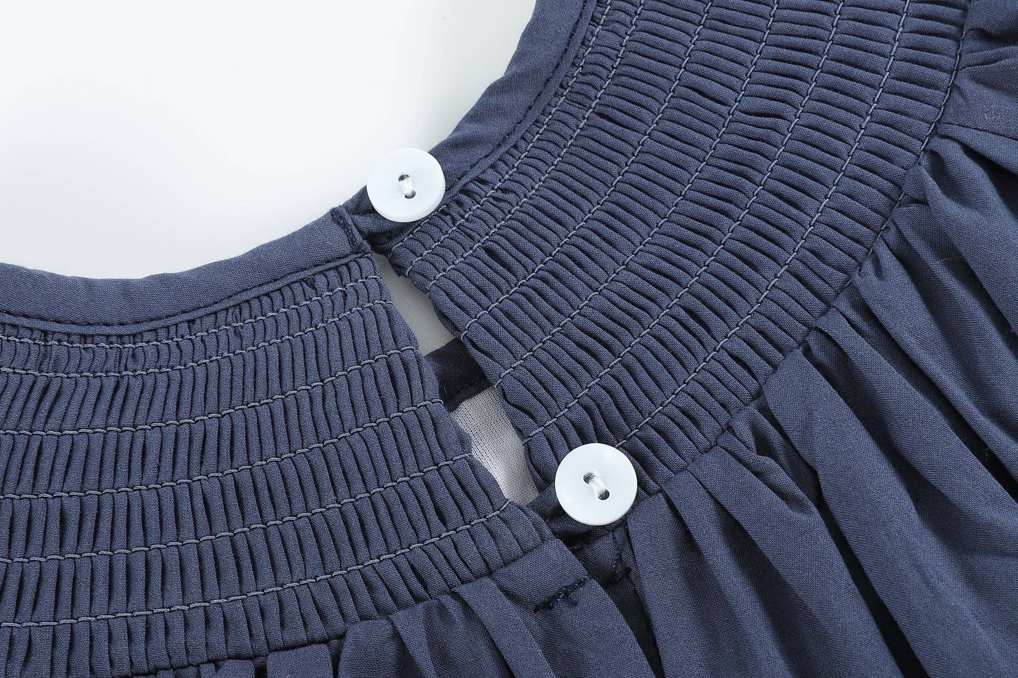 Lil Cactus - Wholesale Dress - Kids - Navy Blue Nativity Long Sleeve Smocked Bishop Dress3