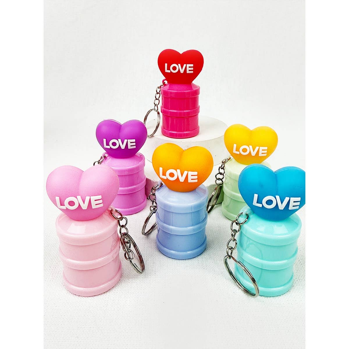 MIX COLOR LOVE Theme Tin Shape Lip Balm with Key Chain for wholesale on Faire1