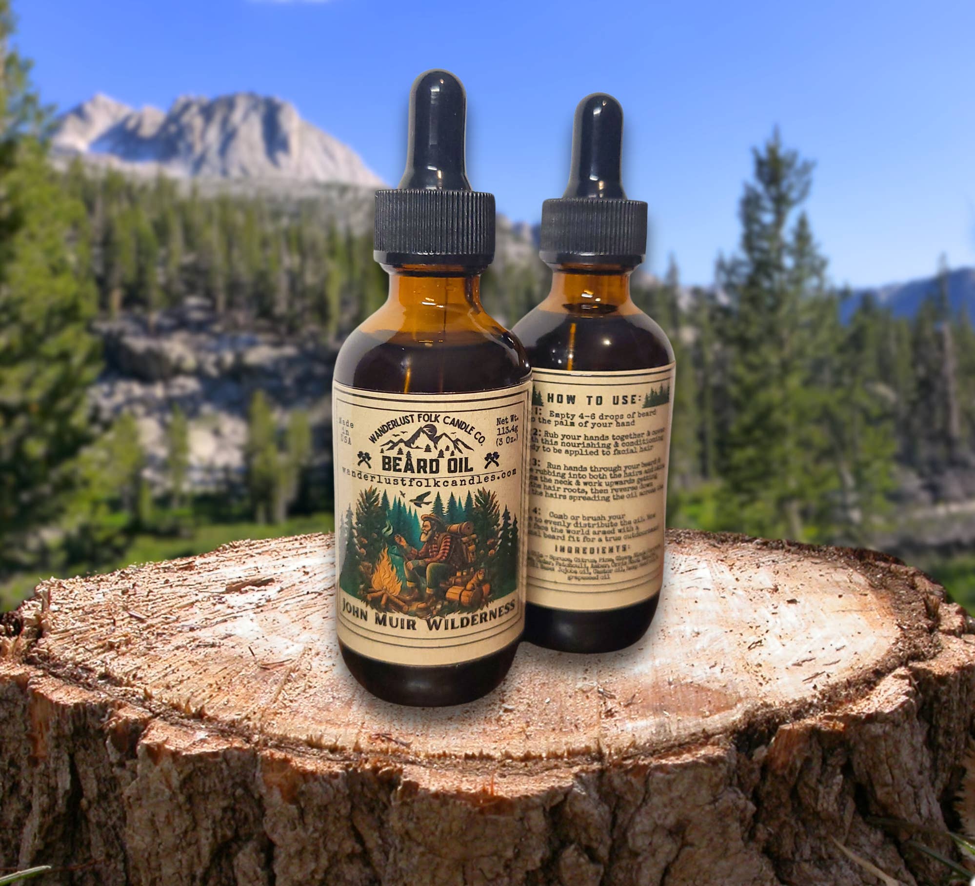Wanderlust Folk - Vendita all'ingrosso Balsamo barba - John Muir Wilderness | Olio naturale per barba e baffi