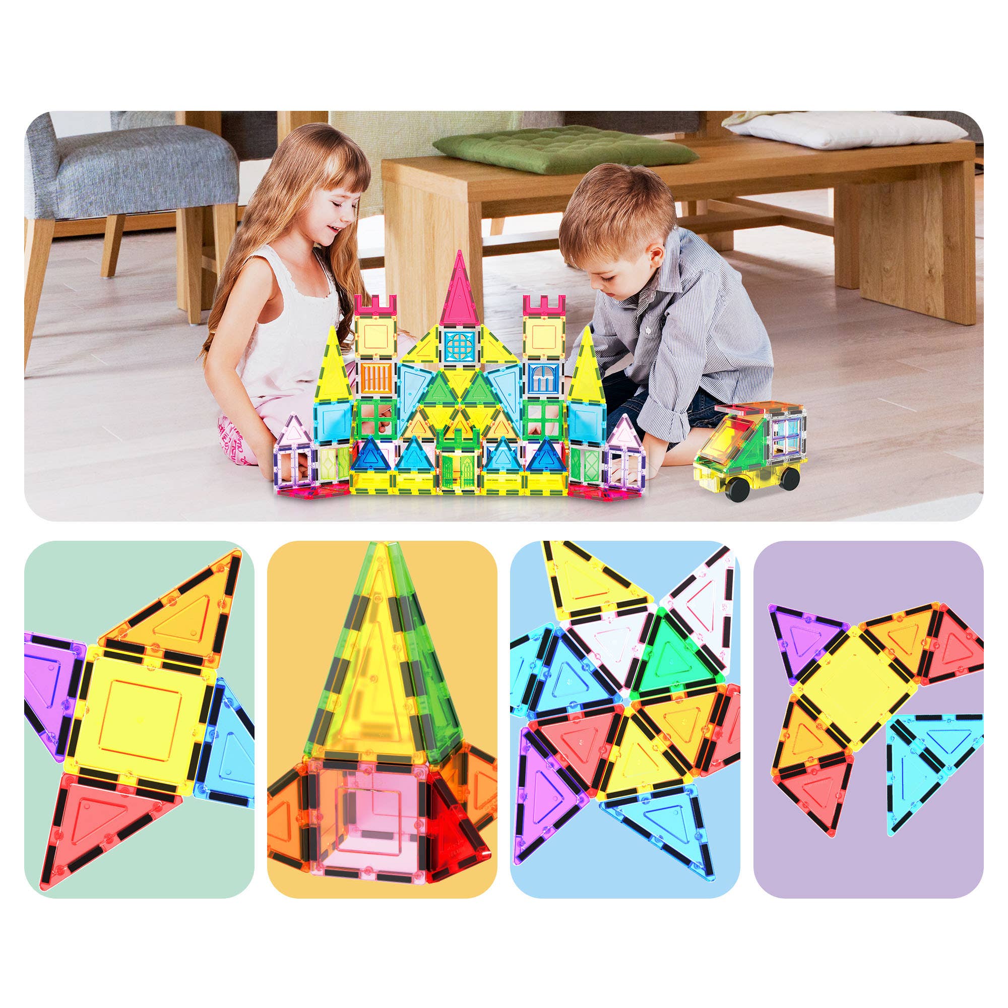 PicassoTiles - Wholesale Toy Set - Kids - PicassoTiles 101pc Magnetic Tile Building Set4