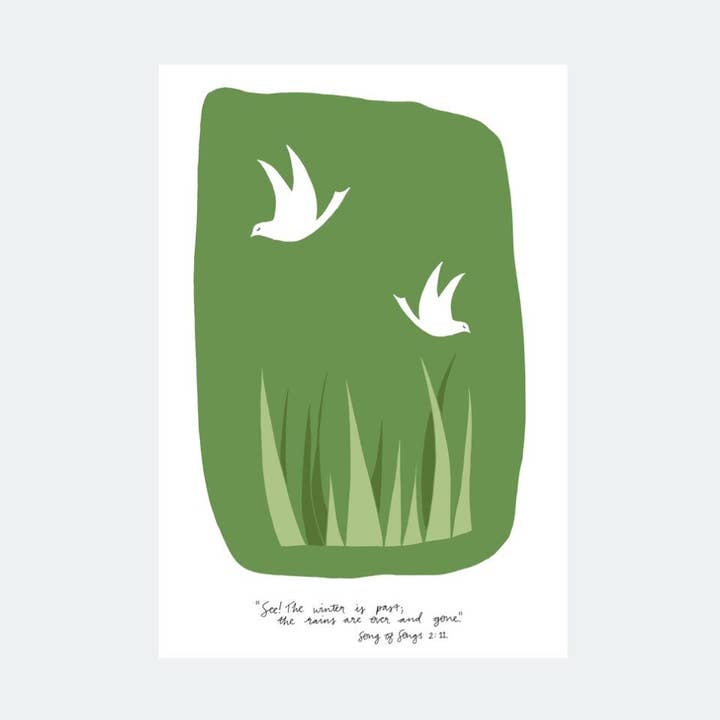 Dove Song Of Songs 2:12 Print, Winter Is Past Print for wholesale by Little Bird Editions