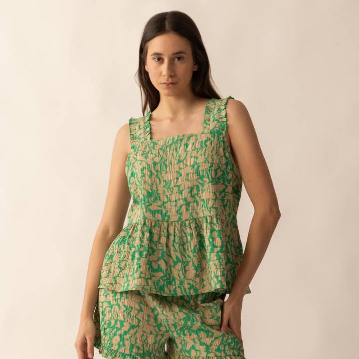 Conjunto de Top e Calções Amelia em Verde por atacado de Myra Bag