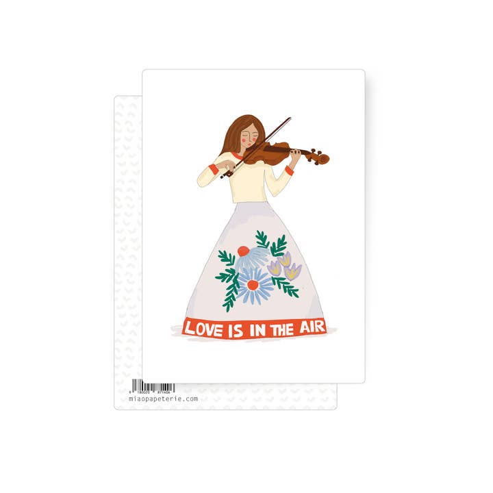 Female violin player | postcard for wholesale by MIAO Papeterie