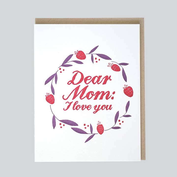 Dear Mom I Love You - Letterpress Mother's Day Card for wholesale by folio press & paperie