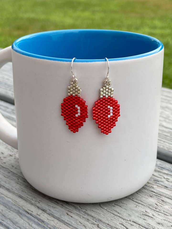 Red Christmas Tree Bulb Earrings for wholesale by DlpDesigned
