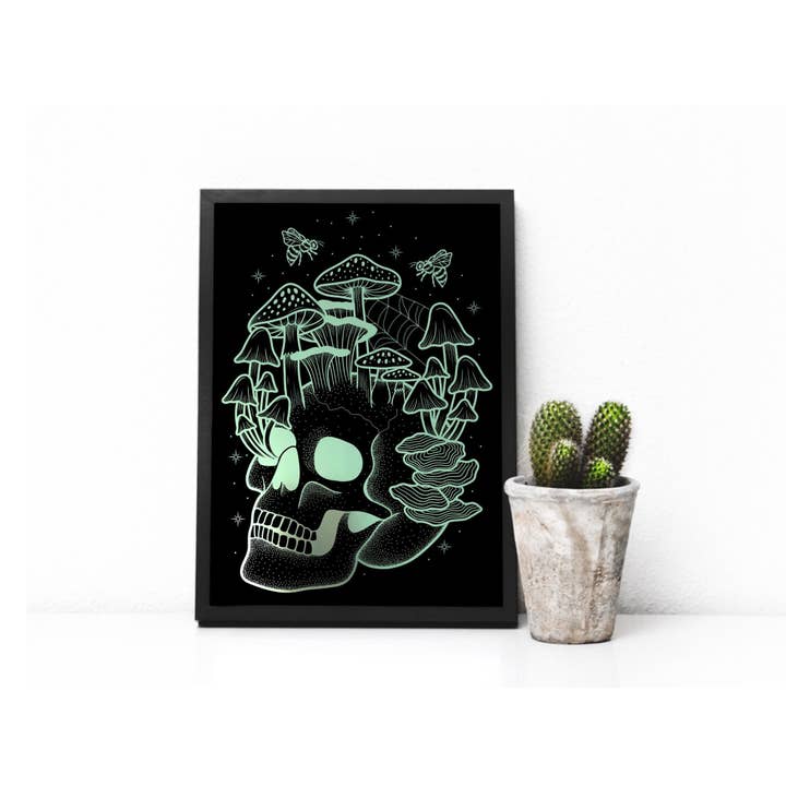 Lámina de calavera de hongo para venta al por mayor de Cooper Calligraphy Art