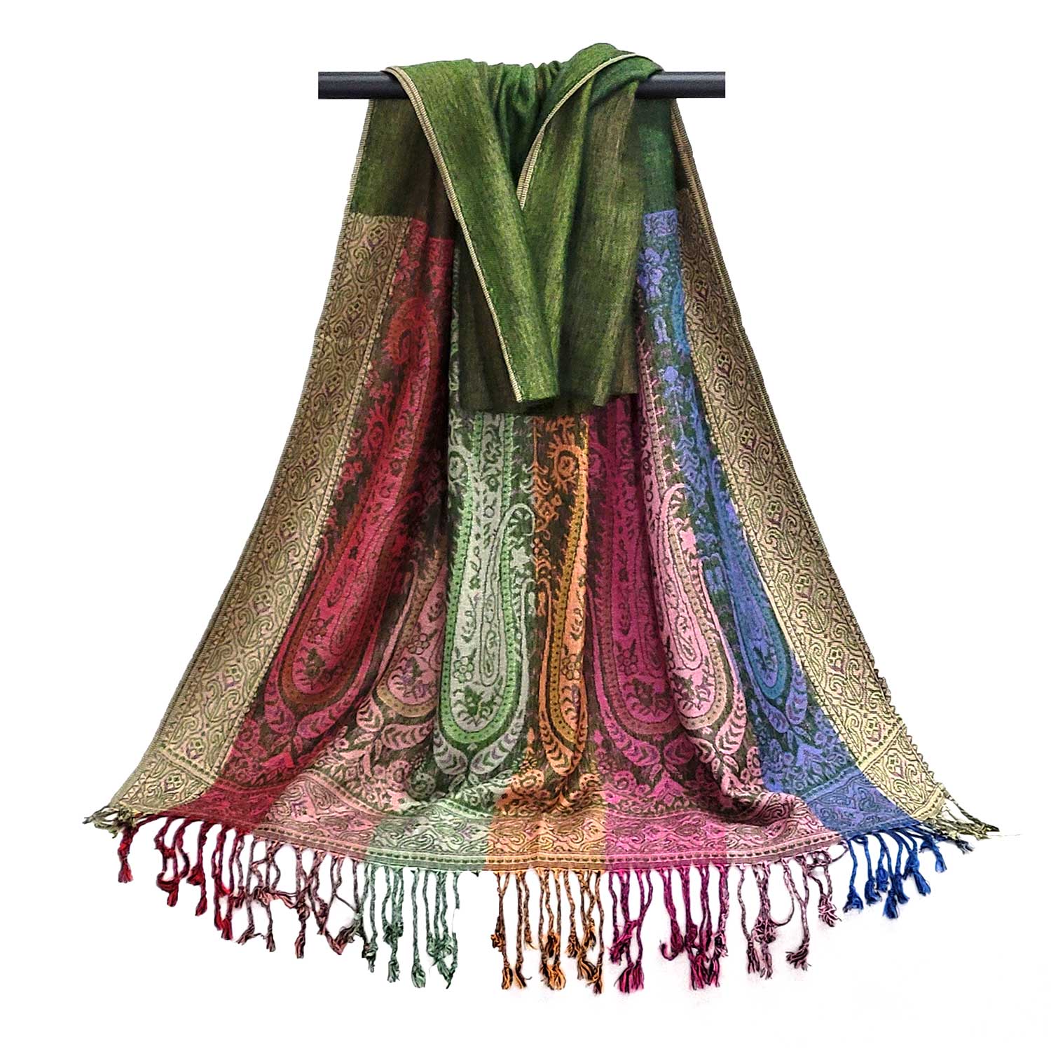 SERENITA - Wholesale Scarf - Women's - 6 Pack Pashmina Paisley Section Rainbow Shawl Wraps Assorted10