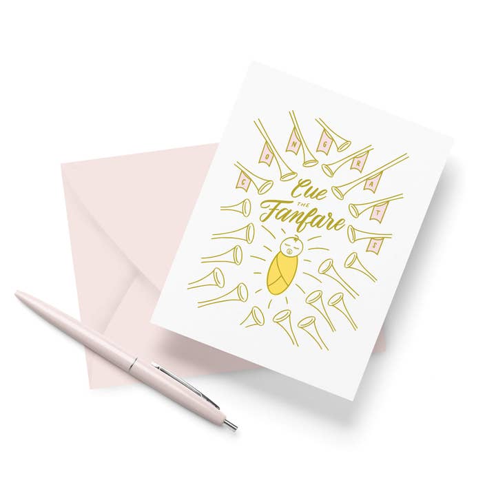 Friendly Fire Paper - Wholesale Baby Card - Fanfare Letterpress New Baby Card2