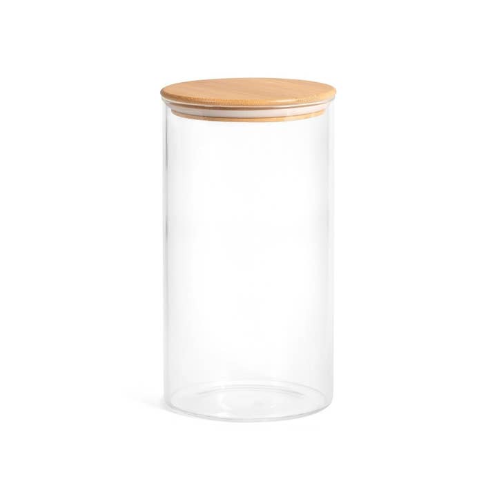 H&H - Wholesale Jar - Borosilicate Glass Jar With Bamboo Lid 1L2