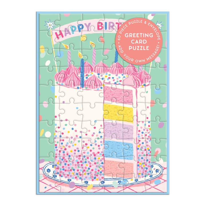 Chronicle Books - Wholesale Birthday Card - Confetti Birthday Cake Greeting Card Puzzle