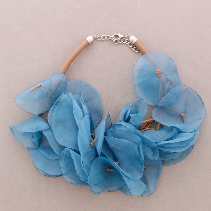 Sonata - Wholesale Snap Jewelry - Choker Rubber Fabric Flowers