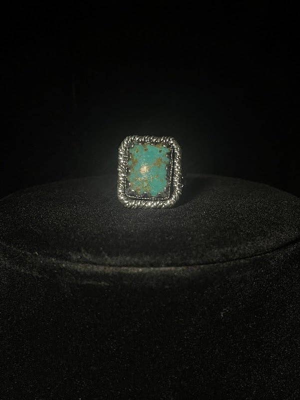 One Of a Kind Handcrafted Turquoise Ring w/ Double Band for wholesale by Regul Silver