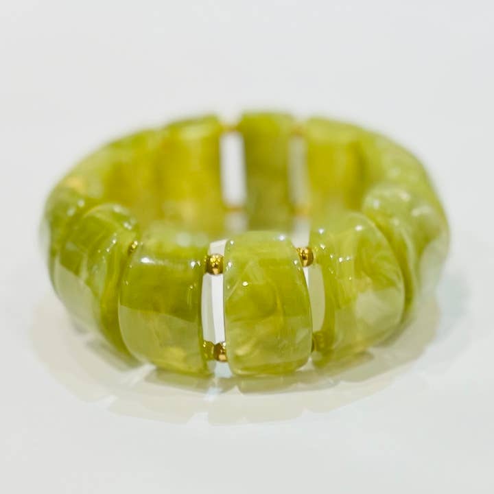 Steel resin bracelet with raised beads in chic graphic style for wholesale by Bijoux 7bis