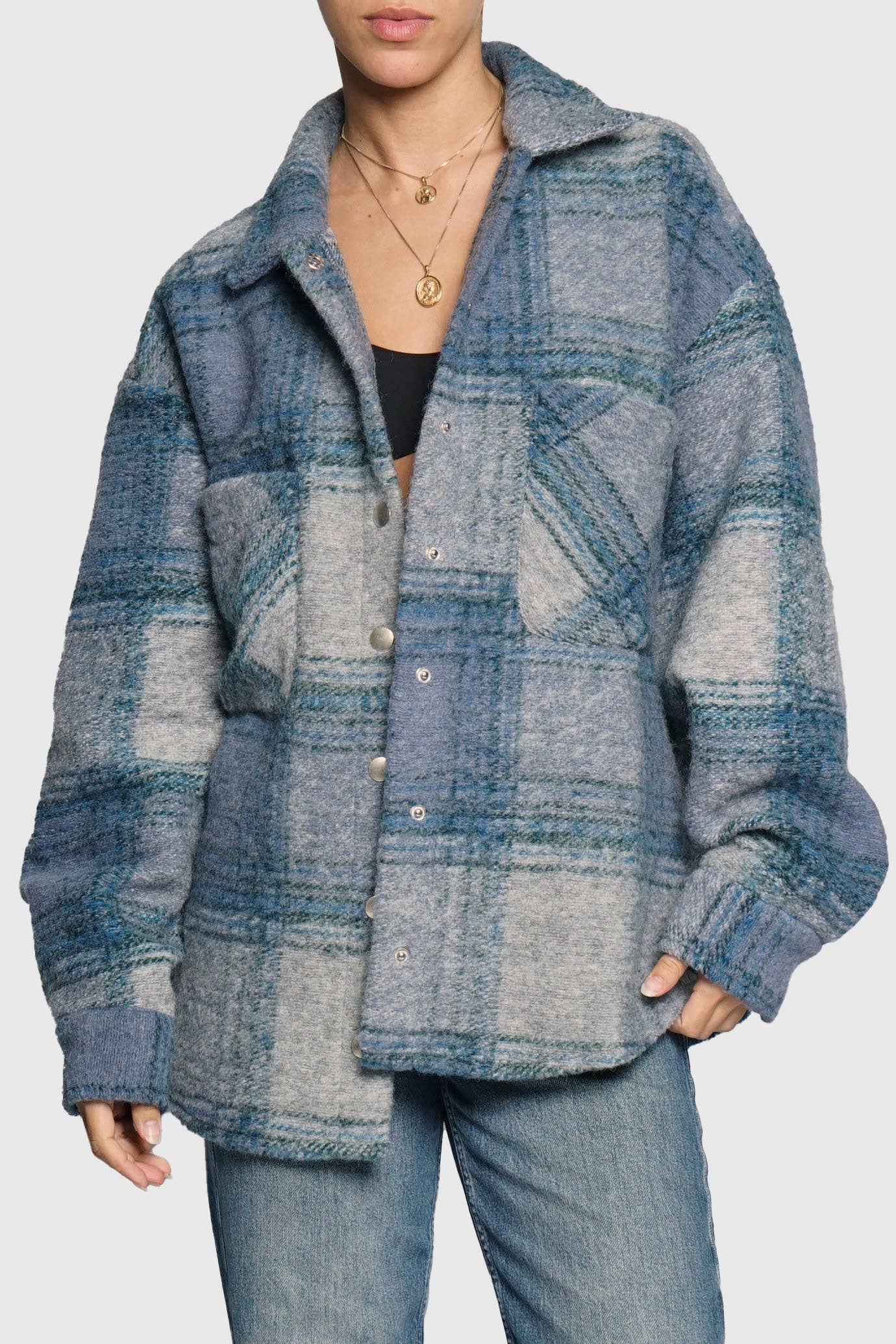 Sans Souci - Vente Chemise à col boutonné – femme - CHEMISE À CARREAUX BOUTON-PRESSION4