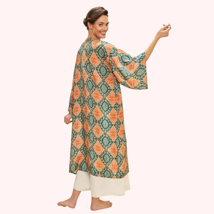 Cream Batik Kimono Gown for wholesale by Powder Design inc - US