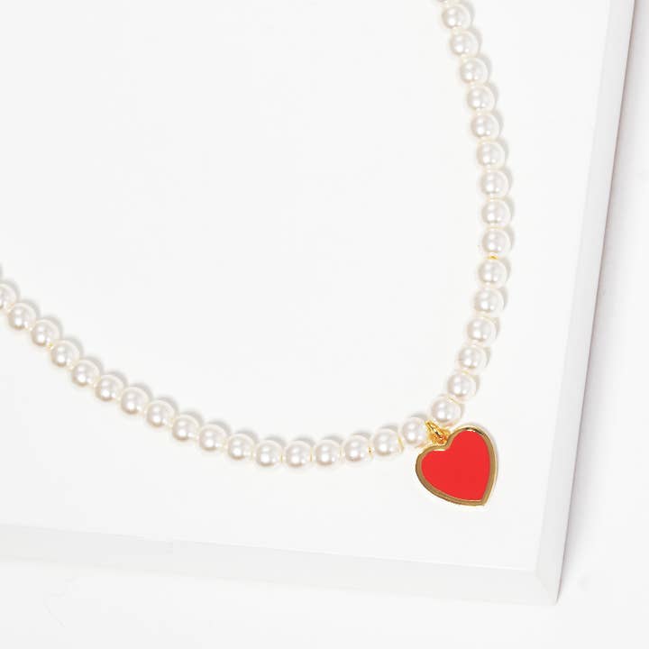 Gold Plated Heart Pearl Necklace for wholesale by OHBOOBA DESIGN