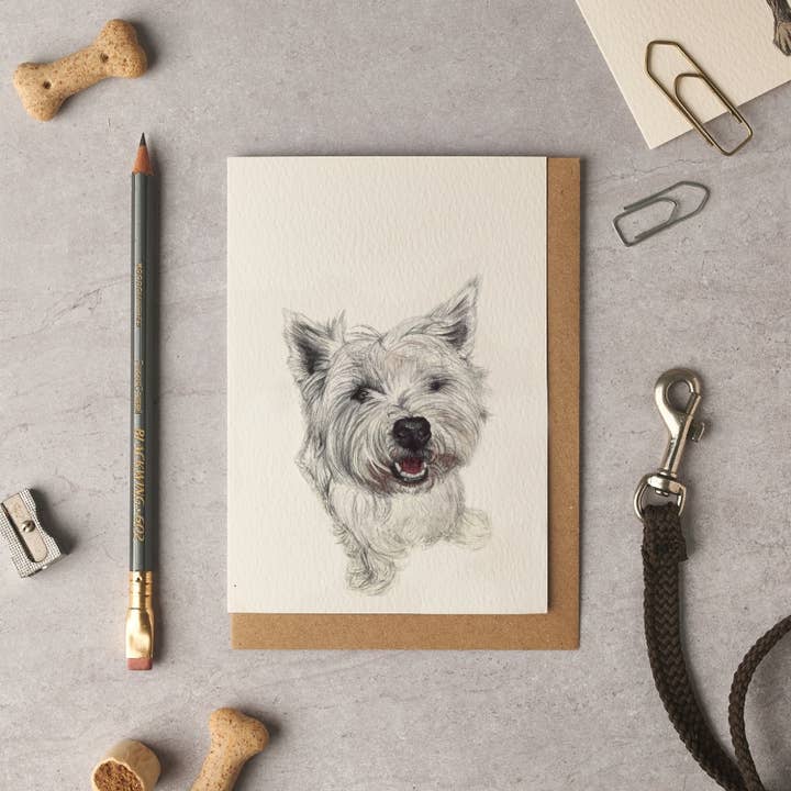 Basil Westie Blank Card for wholesale by byOliviaBell