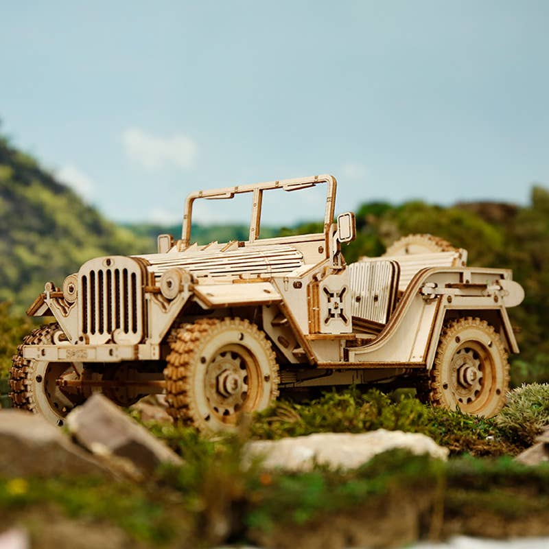 Robotime - Wholesale DIY Craft Kit - Kids - MC701 Rokr Army Jeep 3D Wooden Puzzle3