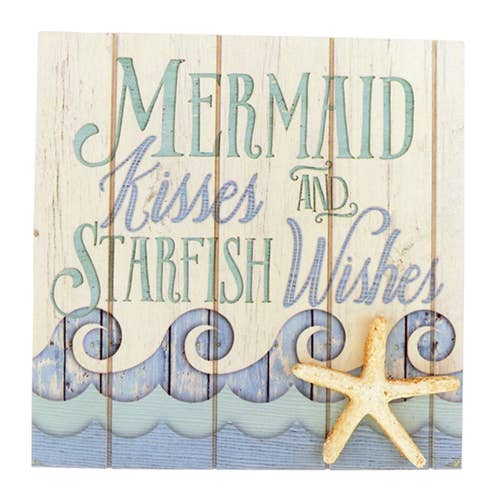 Wood Wave Box Sign-Mermaid Kisses for wholesale by Barry-Owen Co., Inc.
