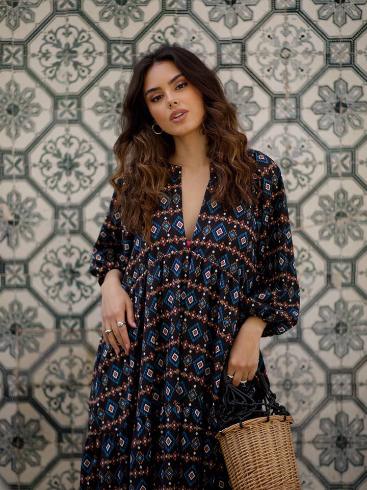 Vestido largo estampado para venta al por mayor de BOHOME