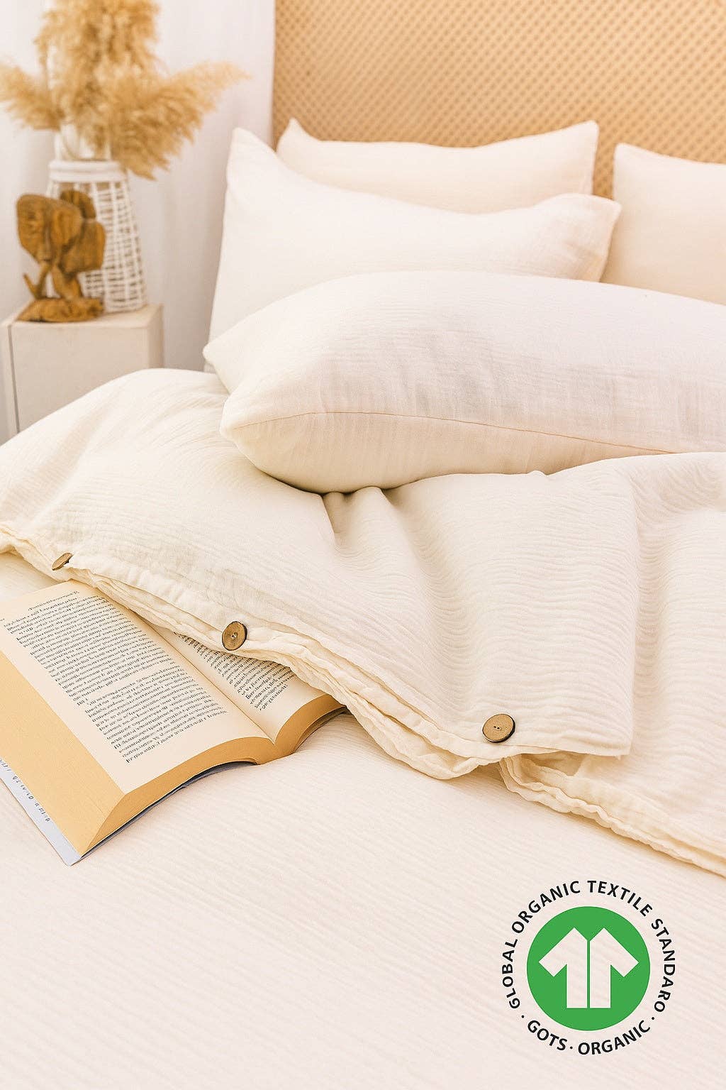 Naturloom - Wholesale Bedding Set - GOTS Certified Organic Muslin Duvet Cover Set with Fitted Sheet and Pillowcases – Hypoallergenic Cotton Bedding0