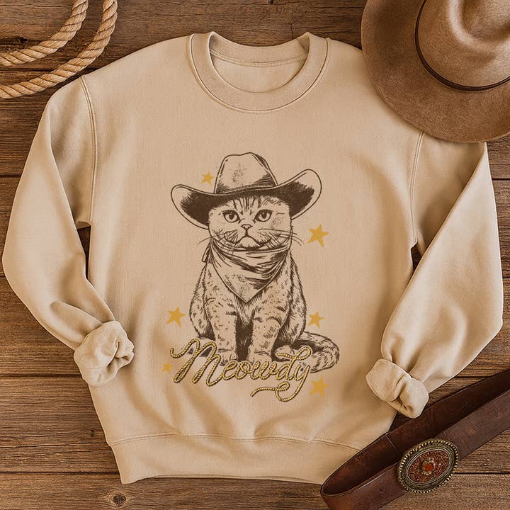 Meowdy Western Cat Graphic Sweatshirt for wholesale by LaLaSista