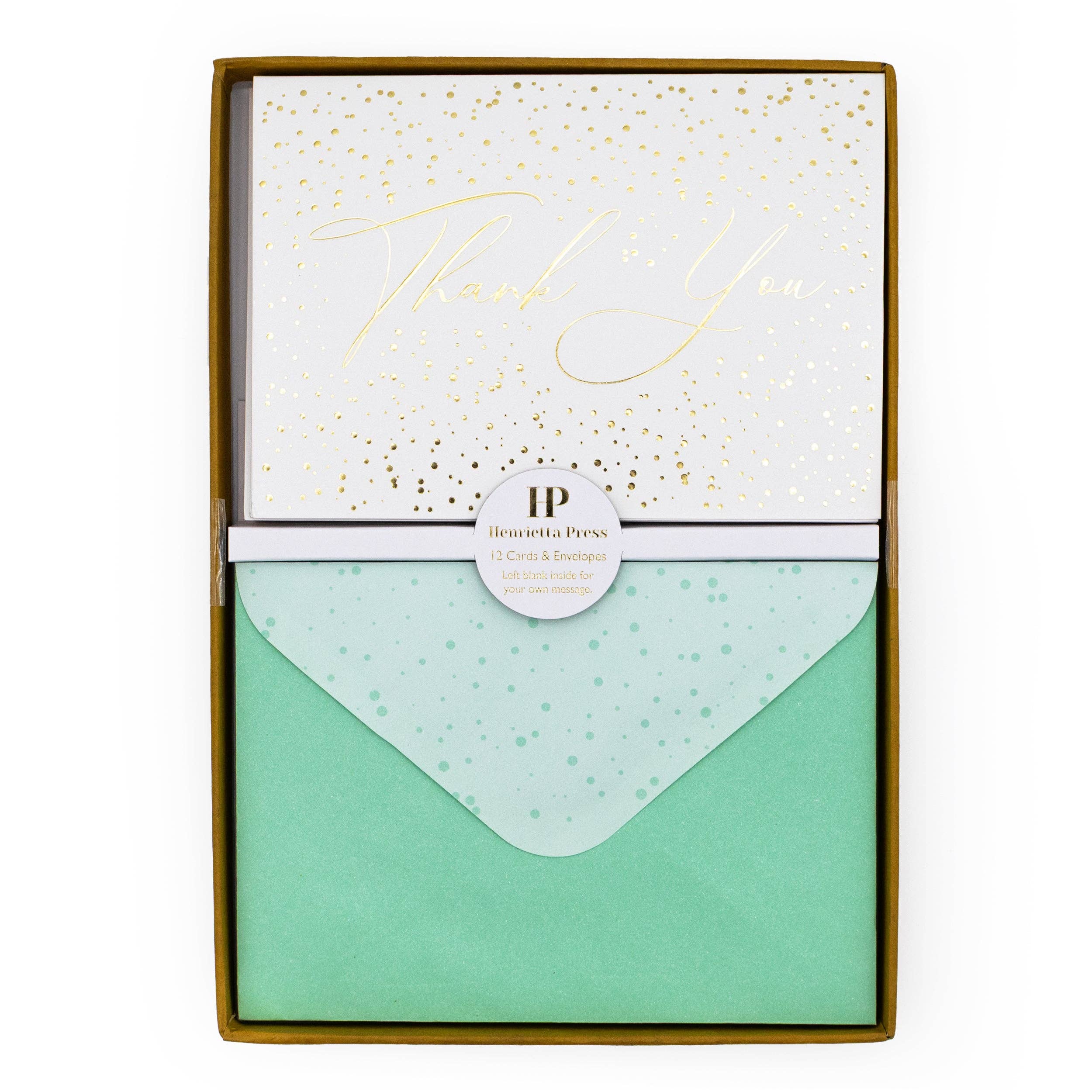 Robert Frederick Ltd – wholesale Stationery/notecard set – 12 Notecards and Envelopes in Gift Box - “Thank You” Spots Design1