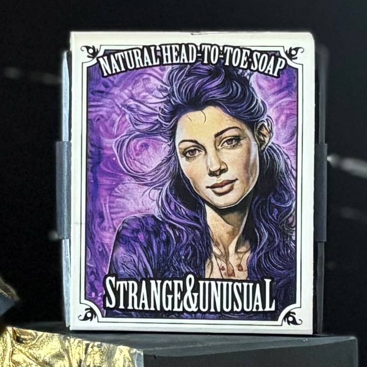 Handmade Soap Bar | STRANGE & UNUSUAL - Handmade Soap Bar | Black Rose + Plum + Vanilla Scented | Handcrafted Bar Soap | Natural Cold Process | Vegan | 4.5 oz - Cinematic Legends: Iconic Characters, Reimagined in Fragrance for wholesale by Holzer Handcrafted ®